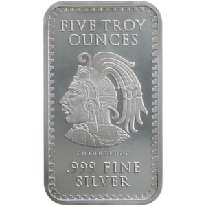 five troy ounces fine silver bar