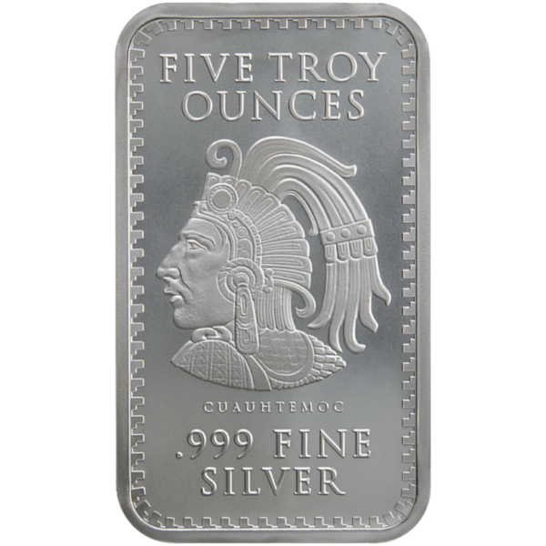 five troy ounces fine silver bar