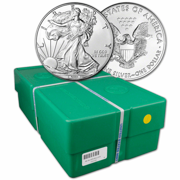 (500) Box 1 OZ SILVER ROUND WALKING LIBERTY